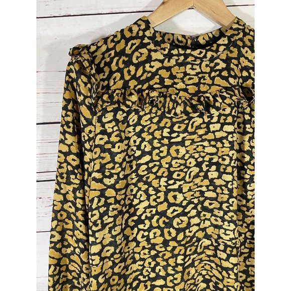 Who What Wear Womans Dress Size Medium Cheetah Ruffle Modest Cottagecore Spring - Picture 4 of 11